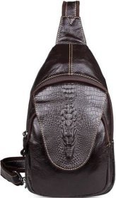 Сумка рюкзак на одно плечо с оригинальным клапаном под рептилию VINTAGE STYLE (14559)