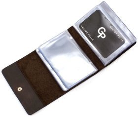 Коричневая визитница из винтажной кожи Grande Pelle (13146)