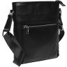 Небольшая тонкая мужская сумка на плечо из натуральной кожи черного цвета Keizer (15668) - 1