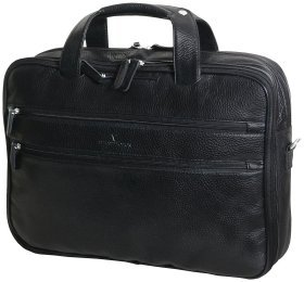Чорна сумка для ноутбука 15.6″ із зернистої натуральної шкіри Vip Collection 102477