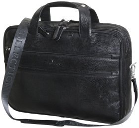 Чорна сумка для ноутбука 15.6″ із зернистої натуральної шкіри Vip Collection 102477