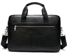 Деловая мужская сумка из зернистой кожи черного цвета Vintage (14886)