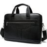 Деловая мужская сумка из зернистой кожи черного цвета Vintage (14886) - 9