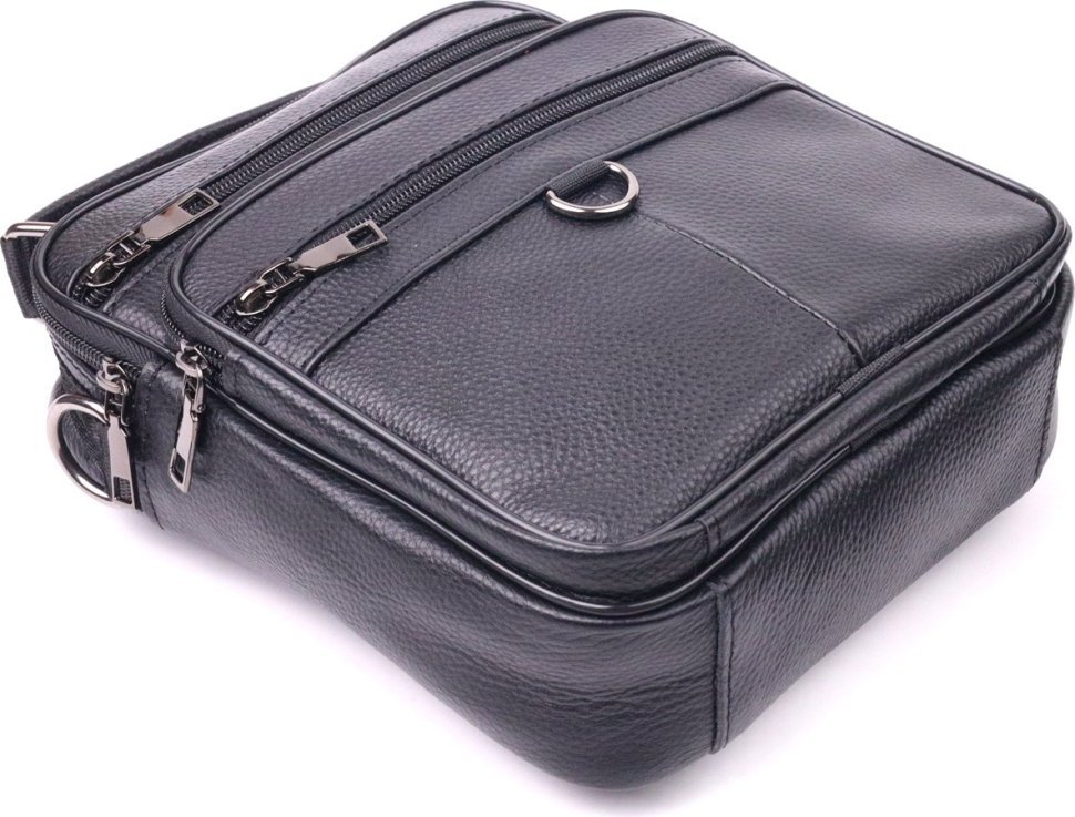 Чорна чоловіча сумка-барсетка з натуральної шкіри з ручкою Vintage (2421278)