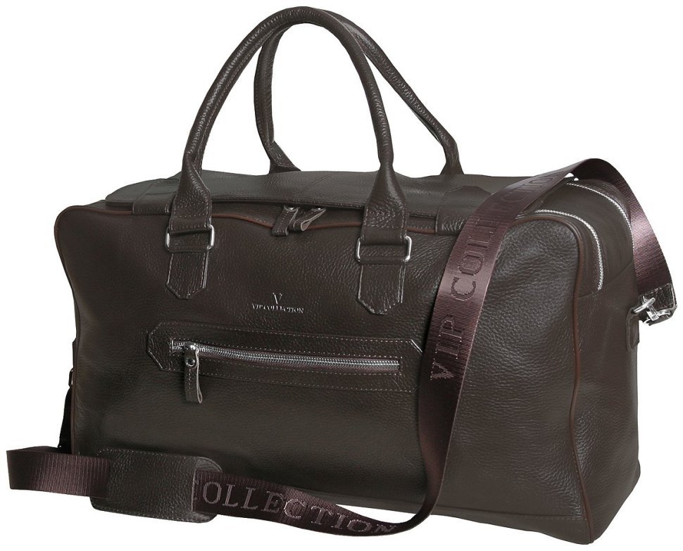 Коричневая дорожная сумка из натуральной зернистой кожи Vip Collection 102677 modnotak фото №1