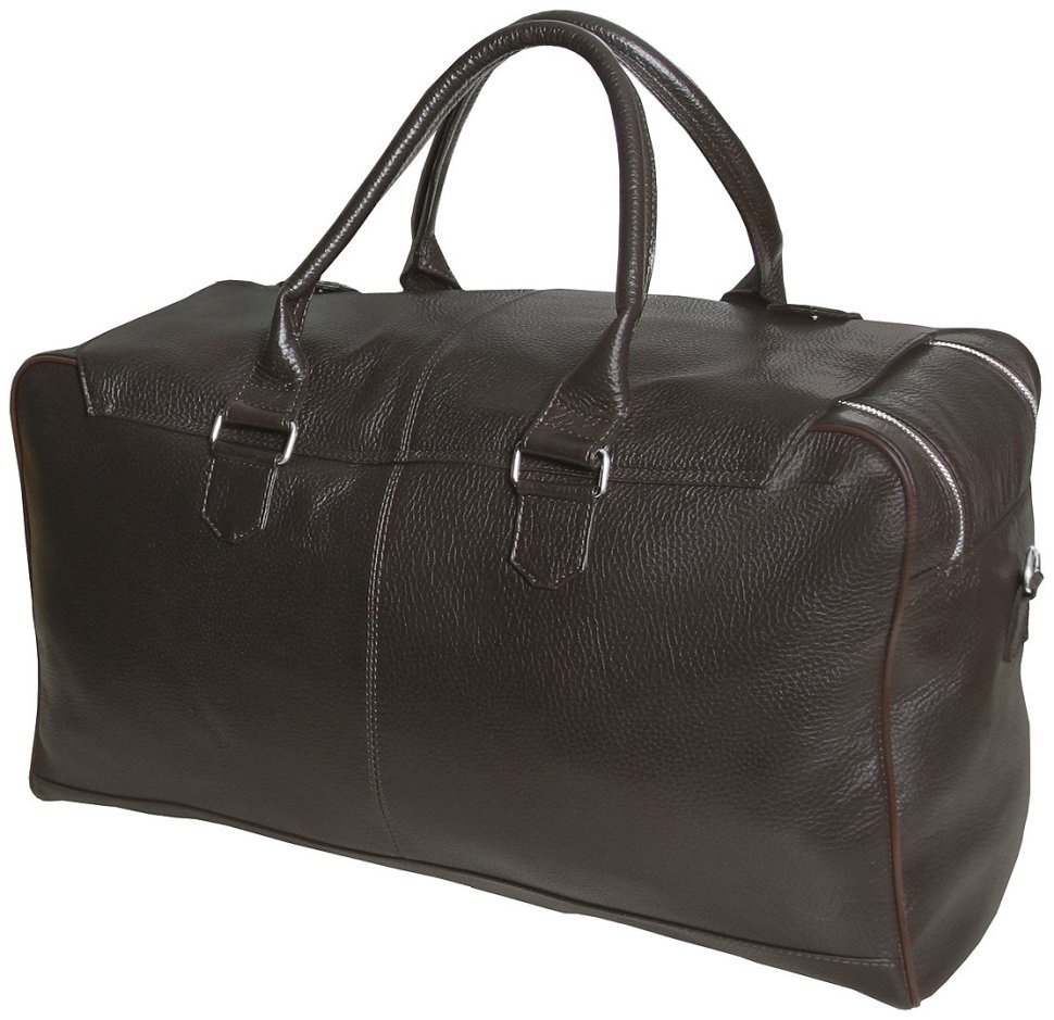 Коричневая дорожная сумка из натуральной зернистой кожи Vip Collection 102677 modnotak фото №3