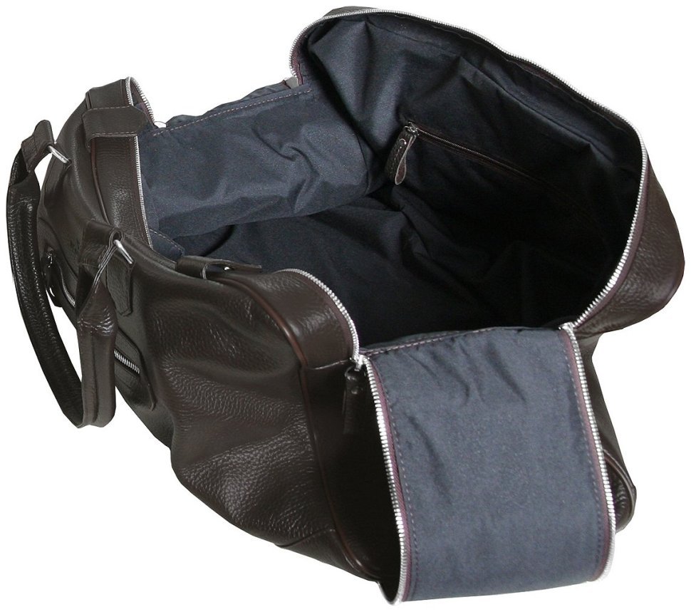 Коричневая дорожная сумка из натуральной зернистой кожи Vip Collection 102677 modnotak фото №7