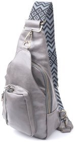 Женская сумка из экокожи с текстильным ремнем Vintage 22777 Серый