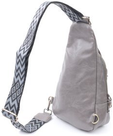 Женская сумка из экокожи с текстильным ремнем Vintage 22777 Серый