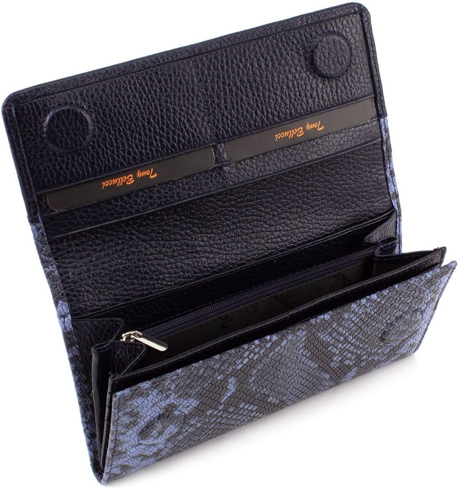 Стильний шкіряний гаманець з візерунком під змію Tony Bellucci (10525)