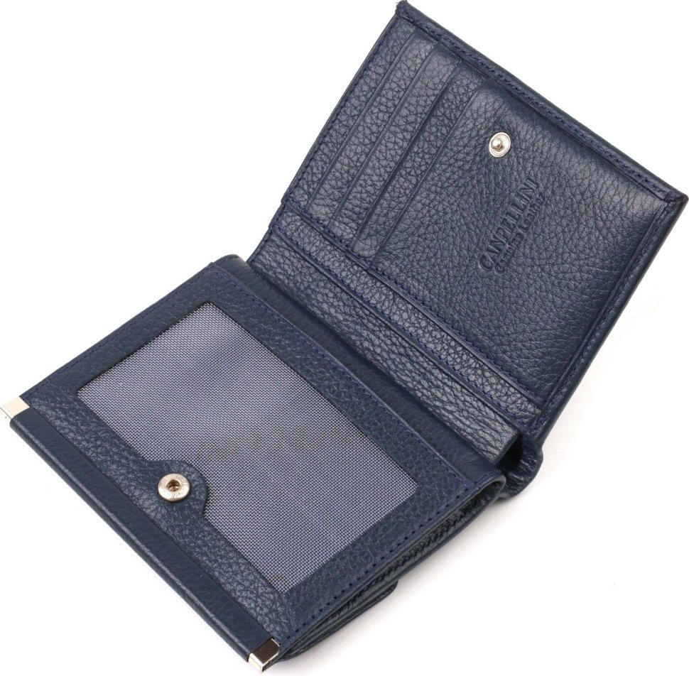 Синий женский кошелек среднего размера из фактурной кожи с монетницей CANPELLINI (2421813)