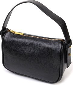 Черная женская сумка через плечо из натуральной кожи Vintage (2422127)
