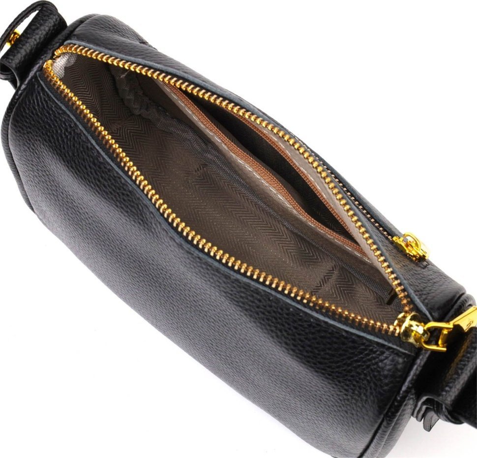 Чорна жіноча сумка через плече з натуральної шкіри Vintage (2422127)