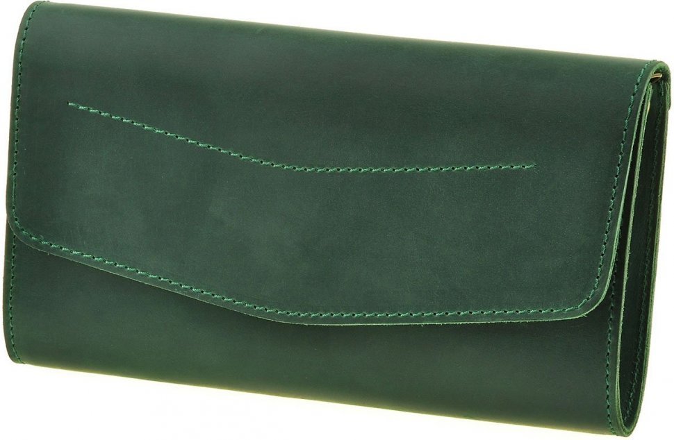 Сумка зеленого кольору з натуральної шкіри з ланцюжком на плече BlankNote Еліс (12634)