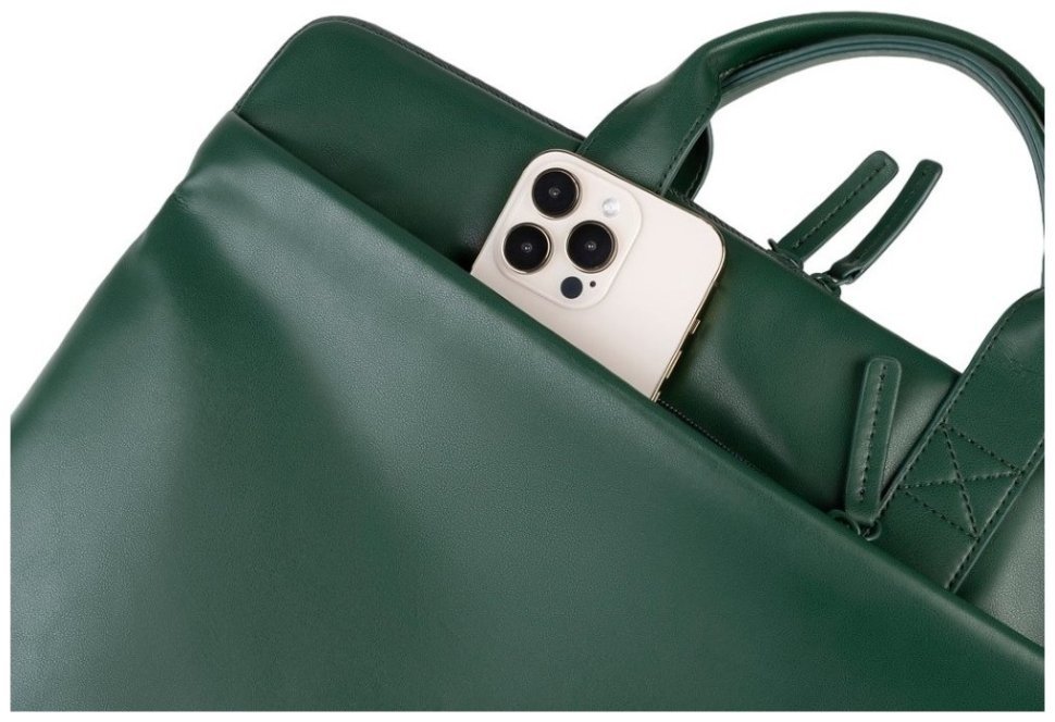 Стильная сумка для ноутбука из нейлона зеленого цвета с плечевым ремнем Tucano Isotta 103577 modnotak фото №4