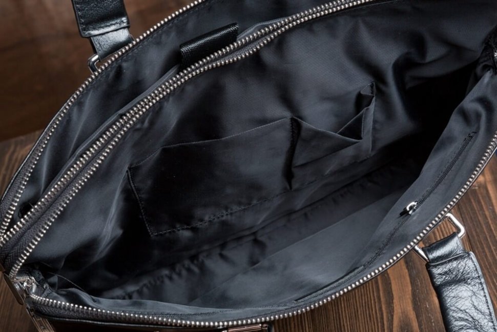 Черная мужская сумка большого размера для ноутбука из натуральной кожи Tiding Bag (15823)