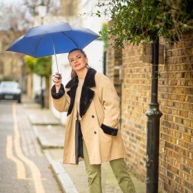 Мини зонт женский Fulton Tiny-1 L500 Navy (Складной, механика, однотонного синего цвета) 93777