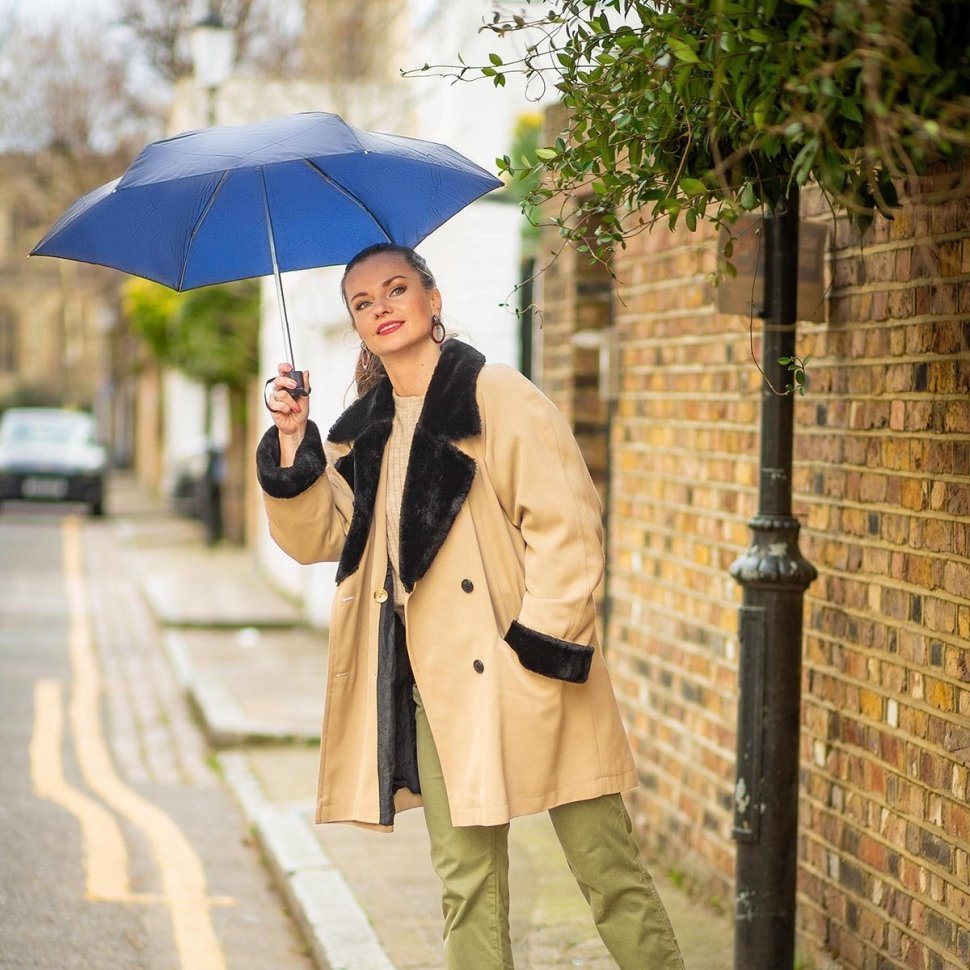 Мини зонт женский Fulton Tiny-1 L500 Navy (Складной, механика, однотонного синего цвета) 93777 modnotak фото №2