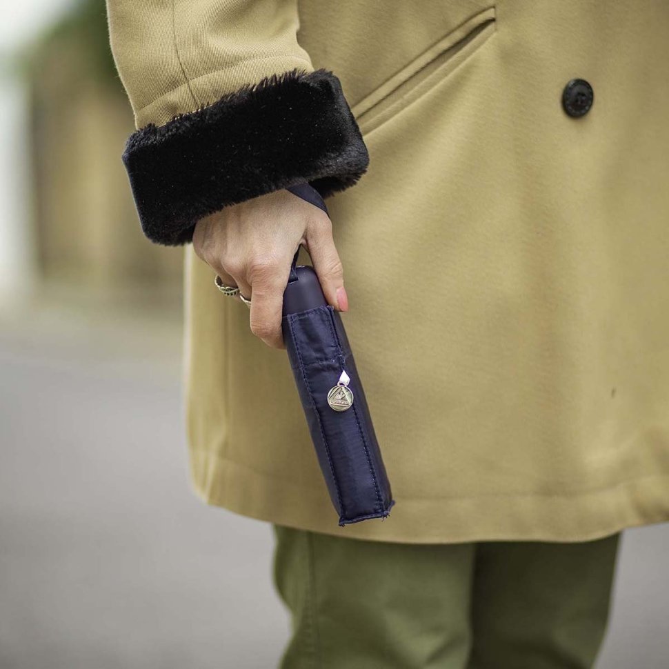 Мини зонт женский Fulton Tiny-1 L500 Navy (Складной, механика, однотонного синего цвета) 93777 modnotak фото №3