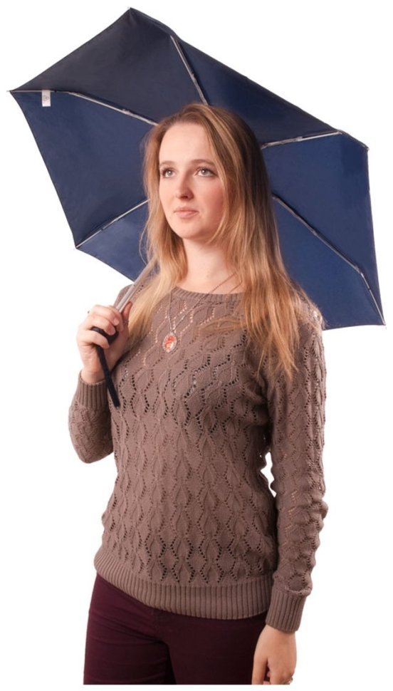 Мини зонт женский Fulton Tiny-1 L500 Navy (Складной, механика, однотонного синего цвета) 93777 modnotak фото №10