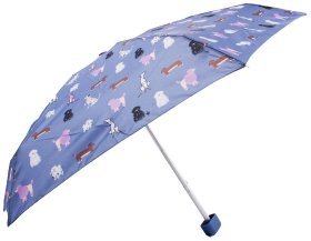 Женский мини-зонт Fulton L501-039335 Tiny-2 Woof (складной, механика, синего цвета с принтом собачек) 93977