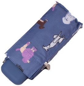 Женский мини-зонт Fulton L501-039335 Tiny-2 Woof (складной, механика, синего цвета с принтом собачек) 93977