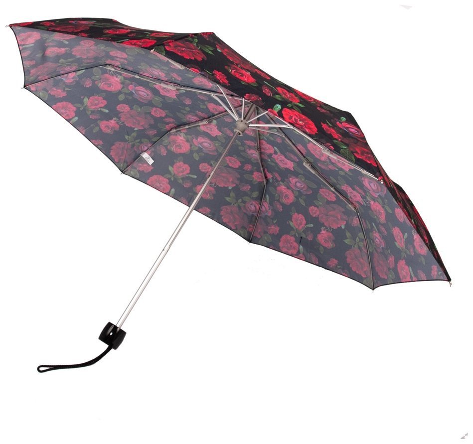 Женский зонт Fulton Minilite-2 L354 Dark Romance (механика, черный с красными розами) 94077 modnotak фото №3