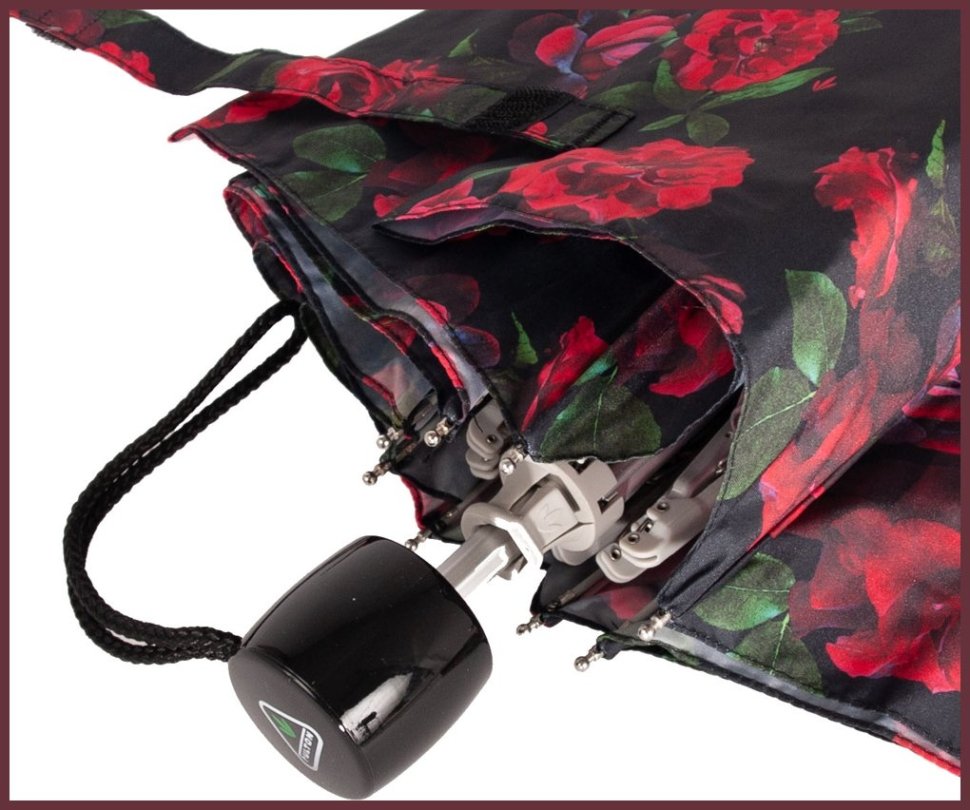 Женский зонт Fulton Minilite-2 L354 Dark Romance (механика, черный с красными розами) 94077 modnotak фото №5