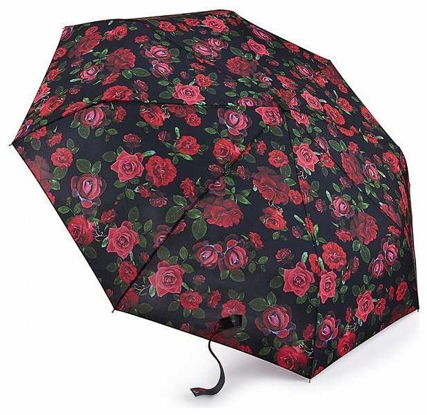 Женский зонт Fulton Minilite-2 L354 Dark Romance (механика, черный с красными розами) 94077 modnotak фото №7