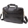 Черная мужская сумка для ноутбука из мягкой кожи Vintage (20390) - 2