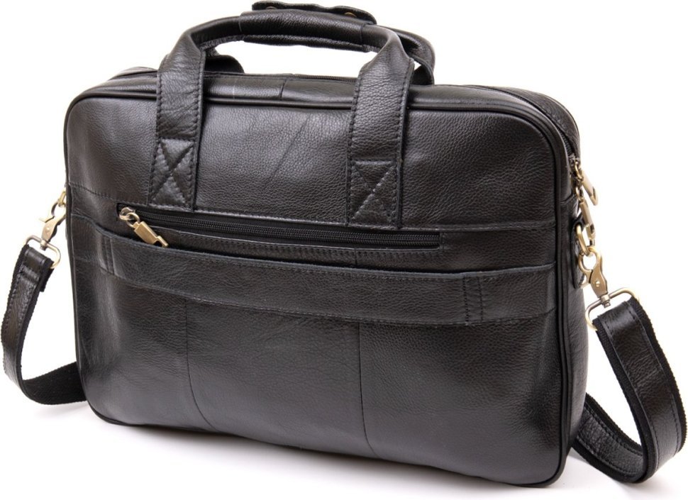 Черная мужская сумка для ноутбука из мягкой кожи Vintage (20390)