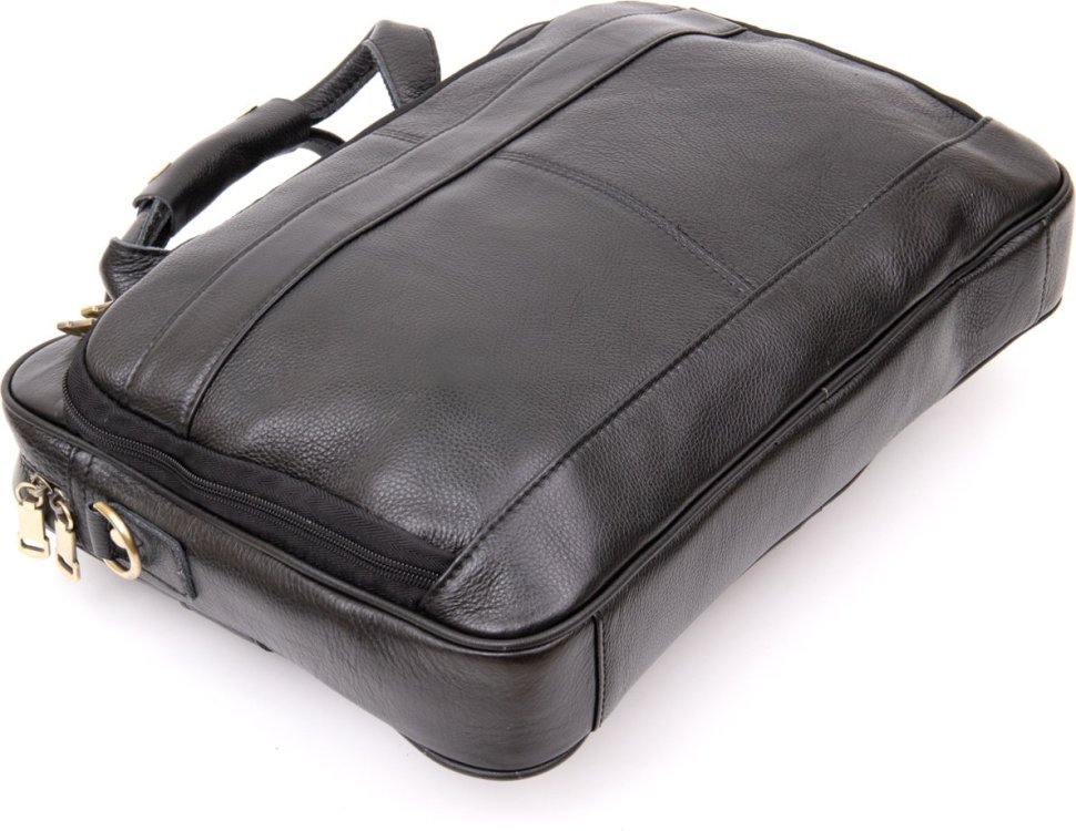 Чорна чоловіча сумка для ноутбука з мякої шкіри Vintage (20390)