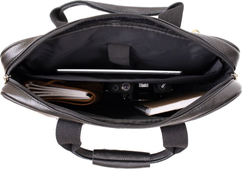 Чорна чоловіча сумка для ноутбука з мякої шкіри Vintage (20390)