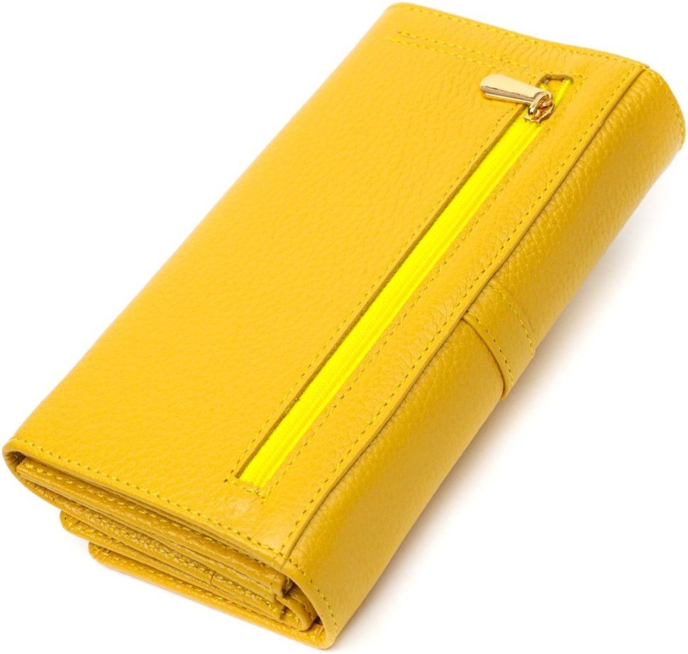 Желтый женский кошелек из натуральной кожи под много купюр Tony Bellucci (2421960)
