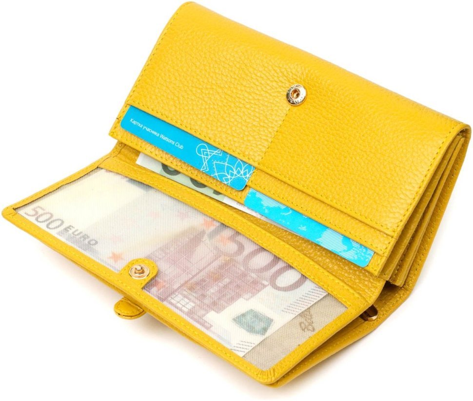 Жовтий жіночий гаманець з натуральної шкіри під багато купюр Tony Bellucci (2421960)