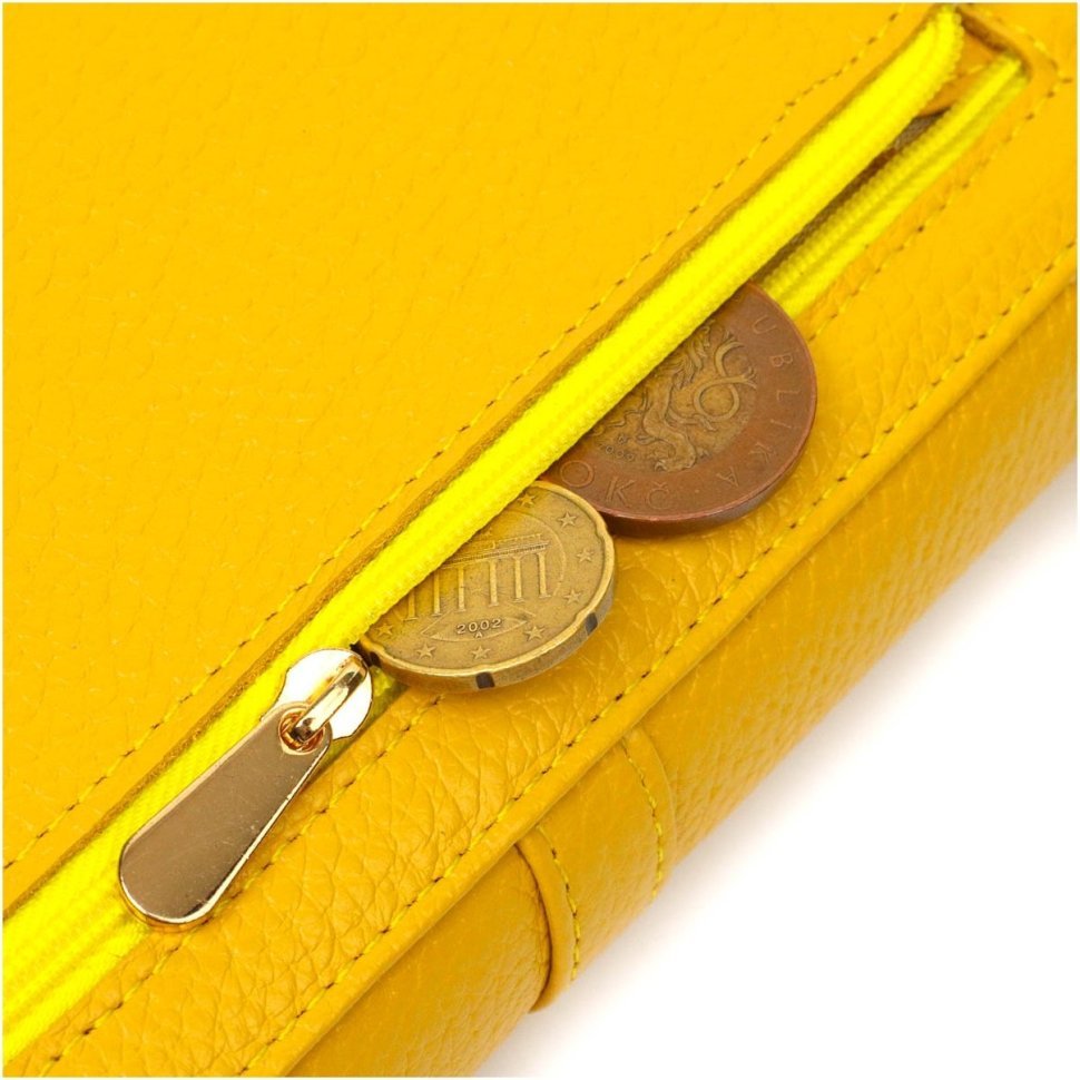 Желтый женский кошелек из натуральной кожи под много купюр Tony Bellucci (2421960)