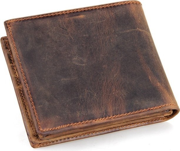 Коричневе чоловіче портмоне з вінтажній шкіри з безліччю відділень Vintage (14222)