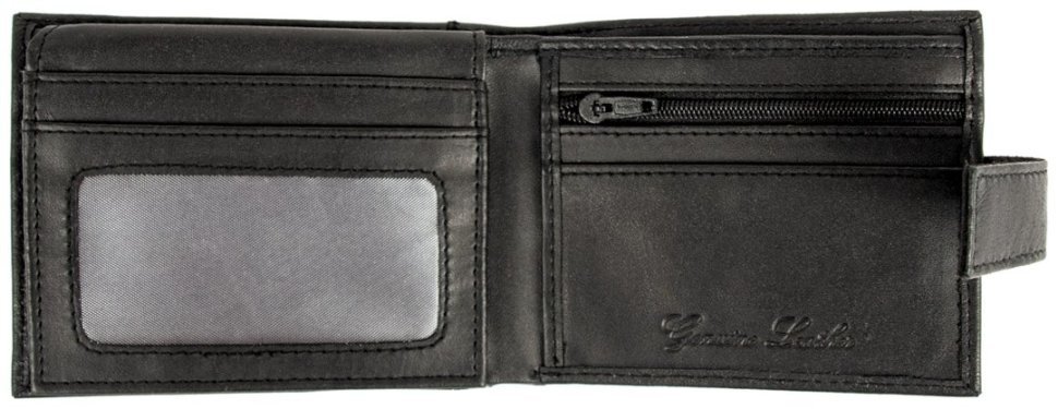 Чоловіче портмоне з натуральної шкіри із RFID-захистом на кнопці Ridgeback JBNC 94277 чорного кольору фото №3 Чоловіче портмоне з натуральної шкіри із RFID-захистом на кнопці Ridgeback JBNC 94277 чорного кольору modnotak фото №3