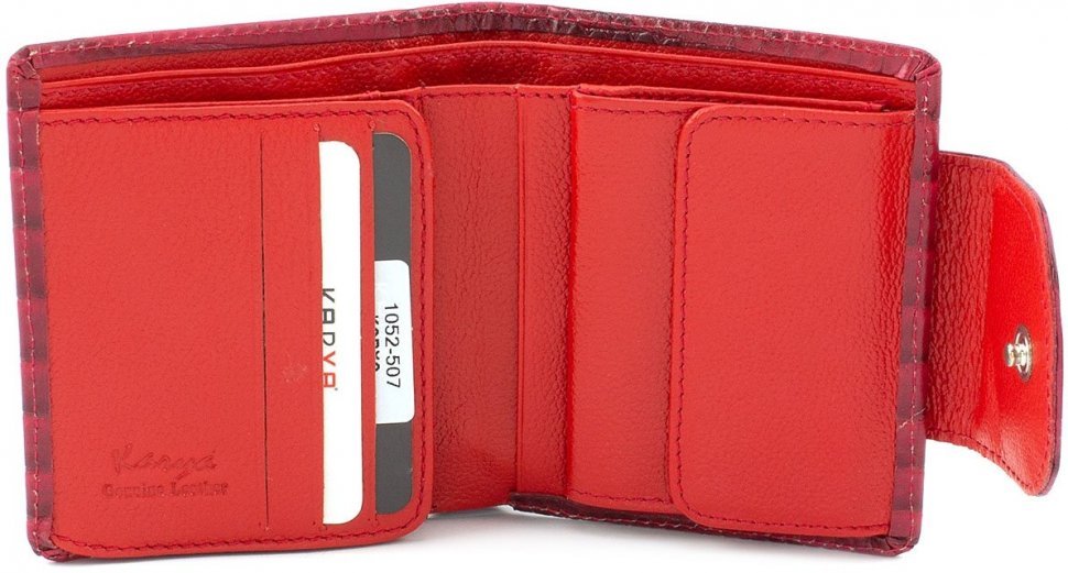 Стильний жіночий гаманець в червоному кольорі з натуральної шкіри KARYA (1052-507)