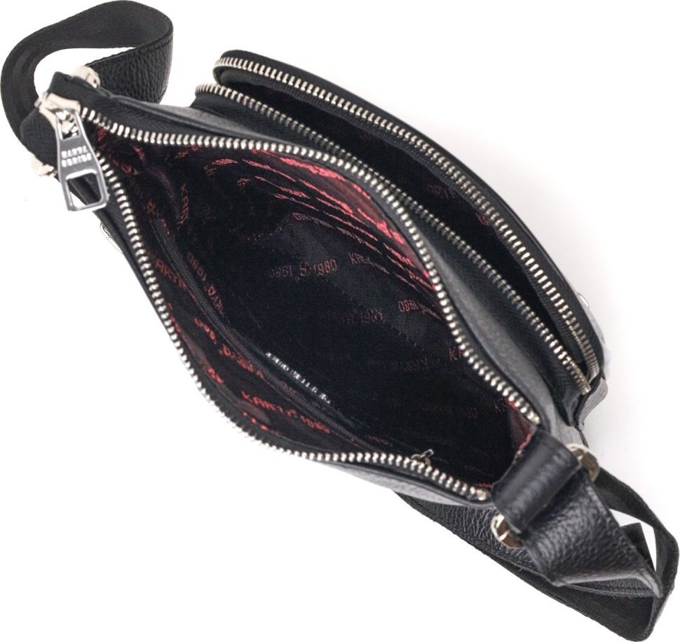 Черная мужская сумка-планшет на плечо из натуральной кожи высокого качества KARYA (2417287)