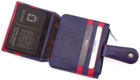 Красно-синий картхолдер из натуральной кожи с карманом на молнии KARYA (0018-44)