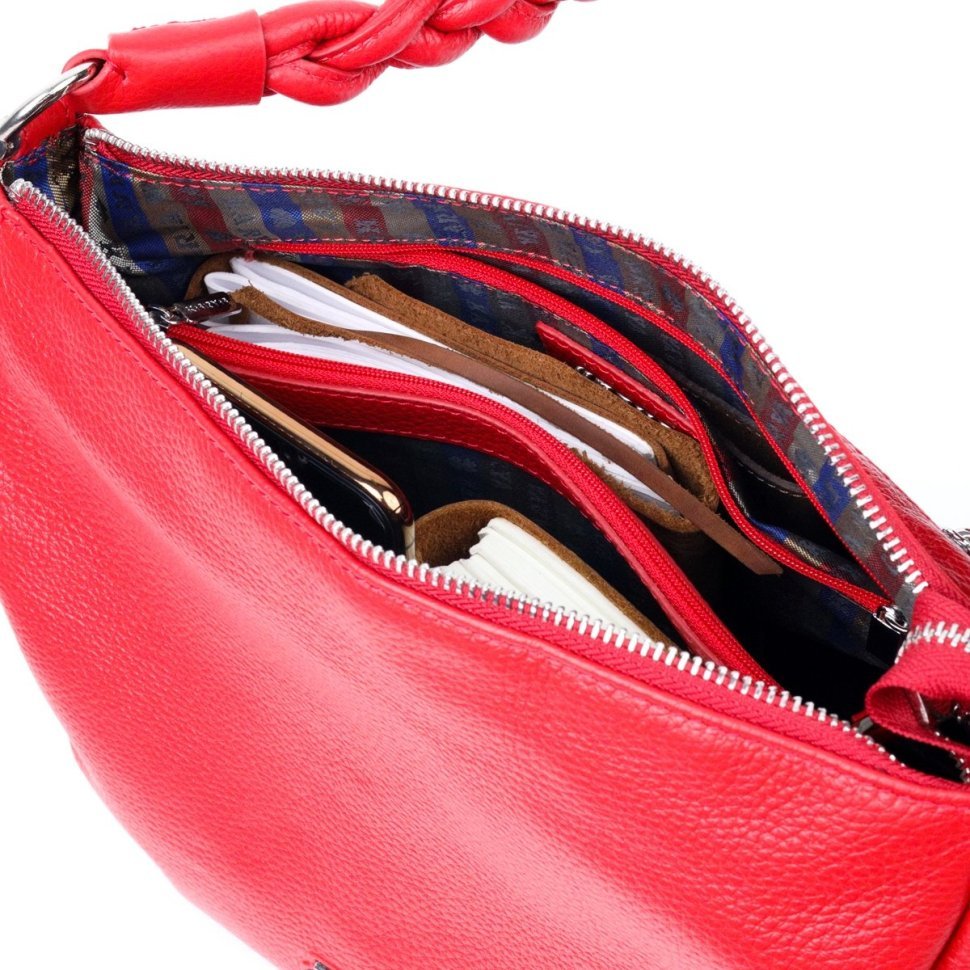 Красная женская сумка из натуральной кожи с одной лямкой KARYA (2420863)