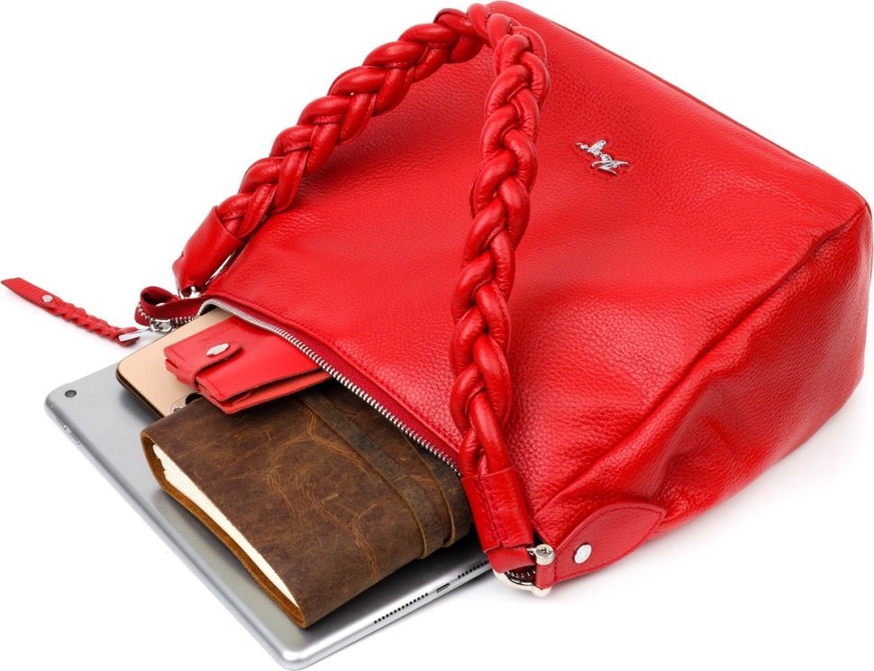 Червона сумка жіноча з натуральної шкіри з однією лямкою KARYA (2420863)