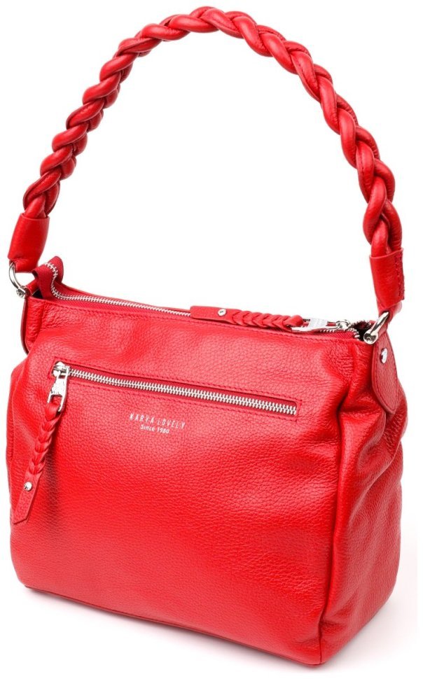 Красная женская сумка из натуральной кожи с одной лямкой KARYA (2420863) modnotak фото №24