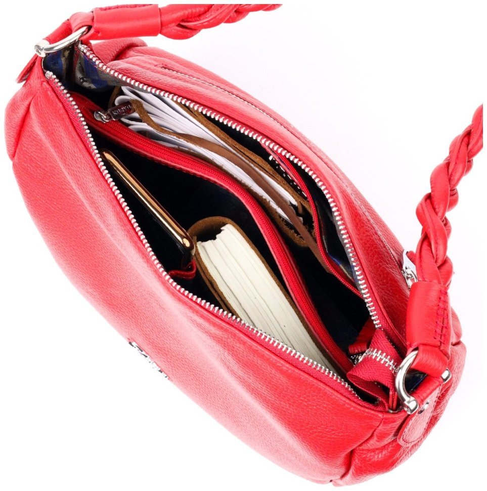 Красная женская сумка из натуральной кожи с одной лямкой KARYA (2420863) modnotak фото №29