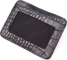 Черный кожаный картхолдер с тиснением под крокодила KARYA (2420963)