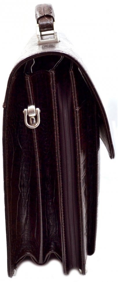 Чоловік ділової портфель з натуральної коричневої шкіри під крокодила Desisan (217-19)