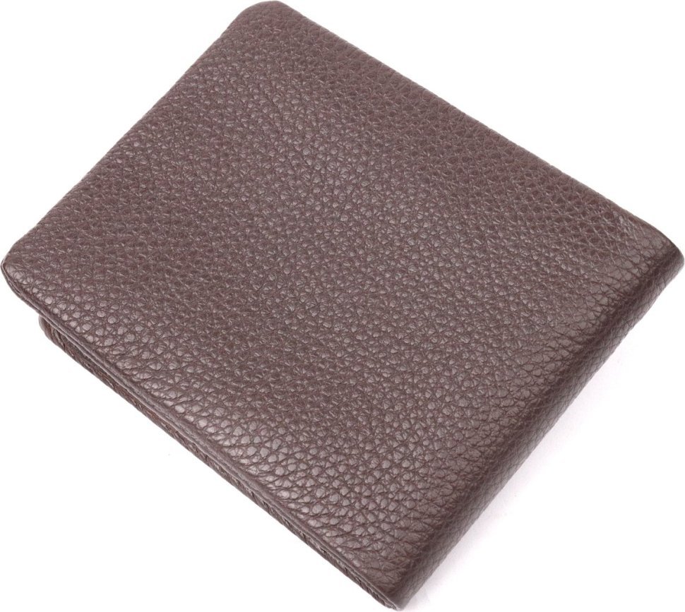 Коричневое мужское портмоне из зернистой кожи без застежки KARYA (2421063)