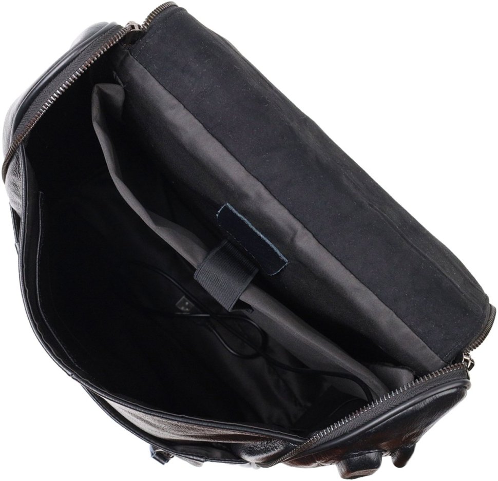 Шкіряний рюкзак чорного кольору з відсіком під ноутбук Vintage 2422249