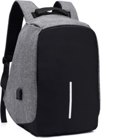 Черно-серый текстильный мужской рюкзак для ноутбука Tiding Bag (21256)